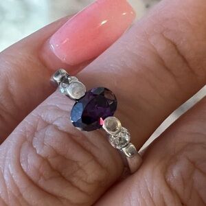 Vintage Handmade Amethyst Ring Solid 925 Sterling Silver Size About a 6